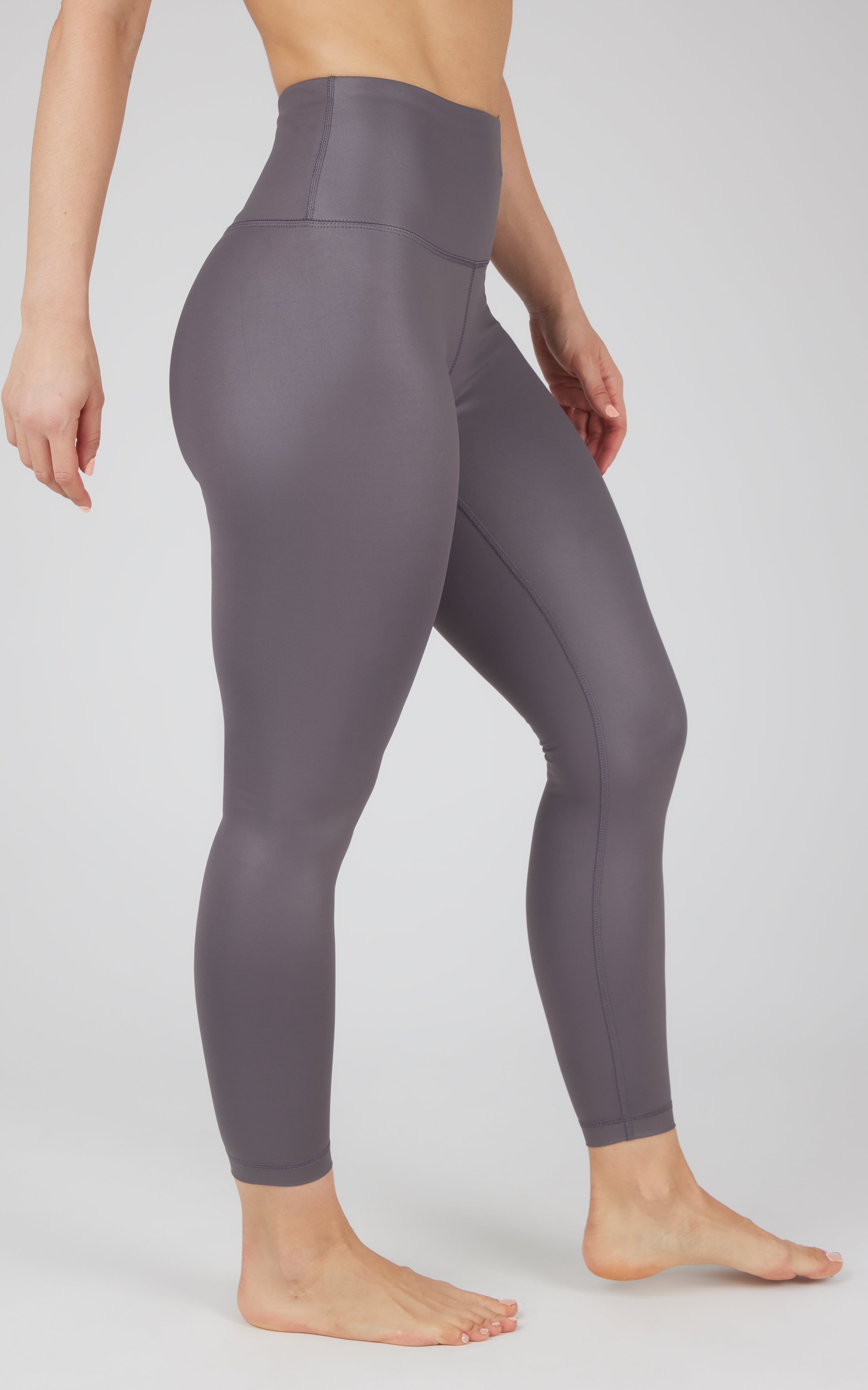 Interlink Faux Leather High Waist Cire 7/8 Ankle