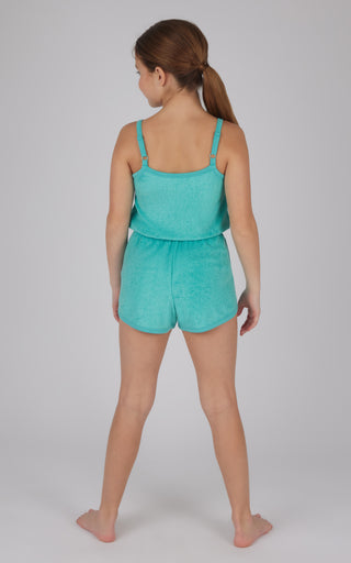 Girls Towel Terry Tie Waist Romper