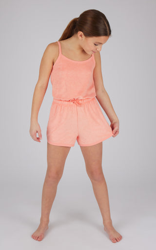 Girls Towel Terry Tie Waist Romper