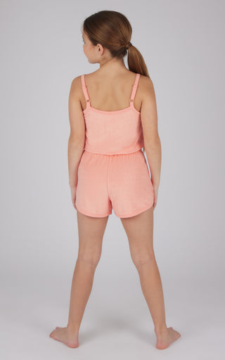 Girls Towel Terry Tie Waist Romper