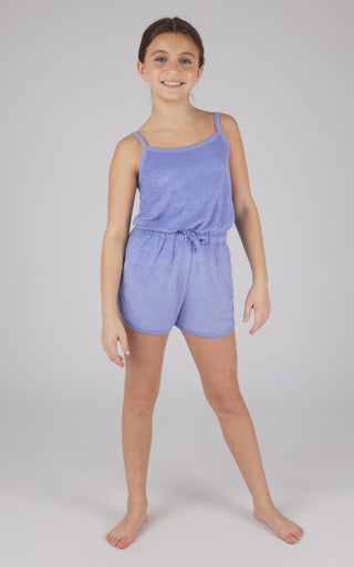 Girls Towel Terry Tie Waist Romper