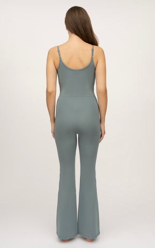 Illusion Ribbed Flare Jumpsuit