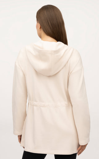Cloud Plush Holmby Hills Oversized Long Line Zip Hooded Cinch Waist Jacket