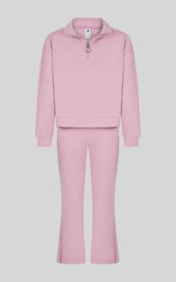 Little Girls Silicon Tek Twilight Half-Zip & Flare Pant Set - Mauve Orchid - 1