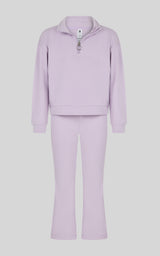 Little Girls Silicon Tek Twilight Half-Zip & Flare Pant Set - Purple Rose - 1