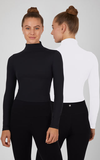 2 Pack Long Sleeve Mock Neck Tops - Our Linen Story