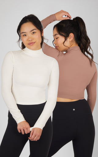 2 Pack Long Sleeve Mock Neck Tops - Our Linen Story