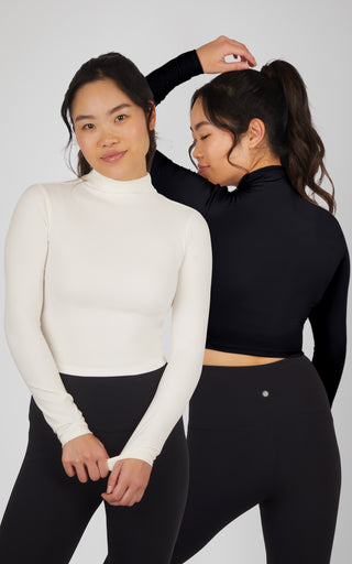 2 Pack Long Sleeve Mock Neck Tops - Our Linen Story
