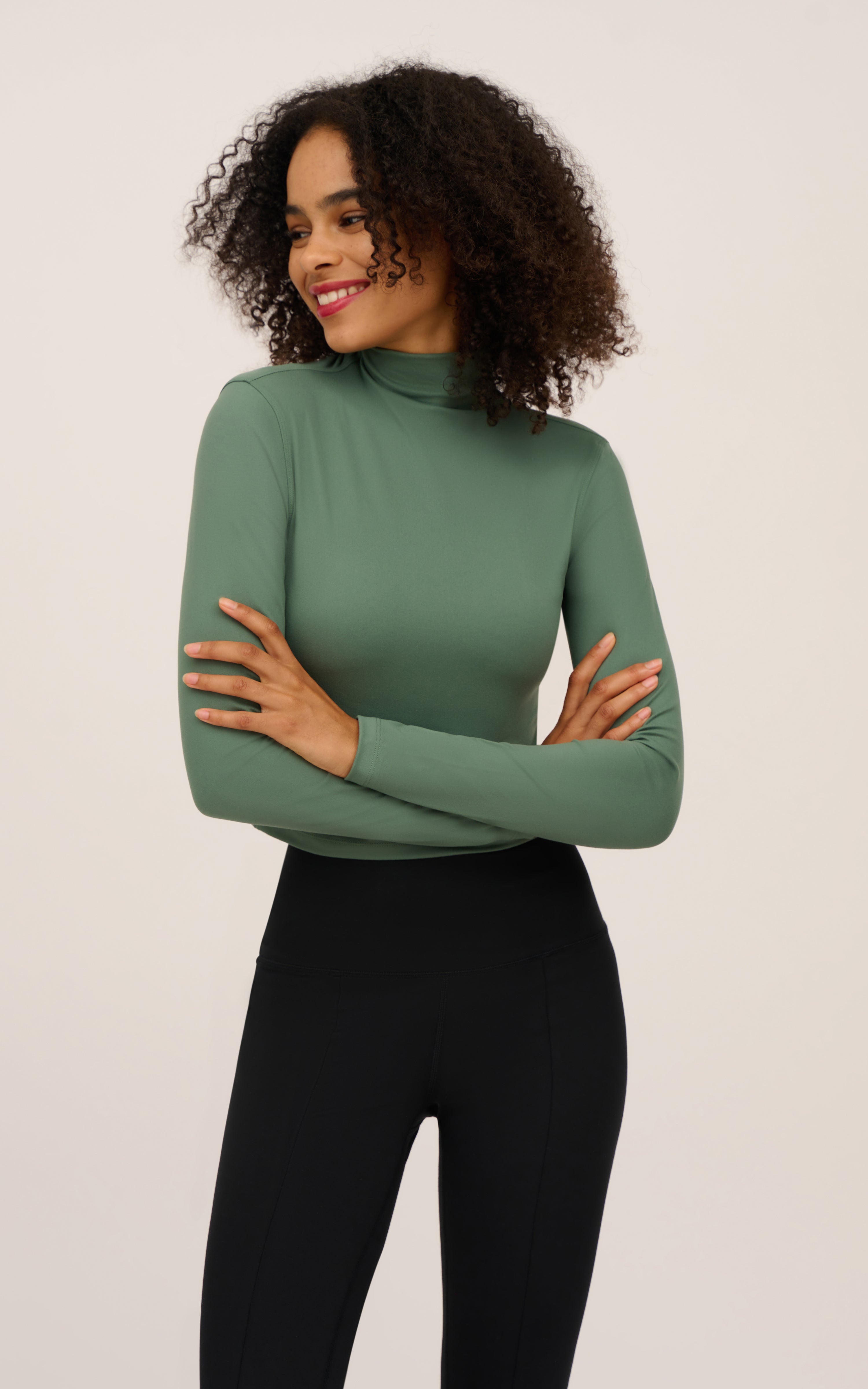 2 Pack Zenly Evelyn Long Sleeve Mock Neck Crop Top - LSY92888-2PK