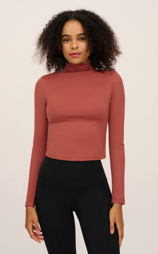 2 Pack Long Sleeve Mock Neck Crop Tops
