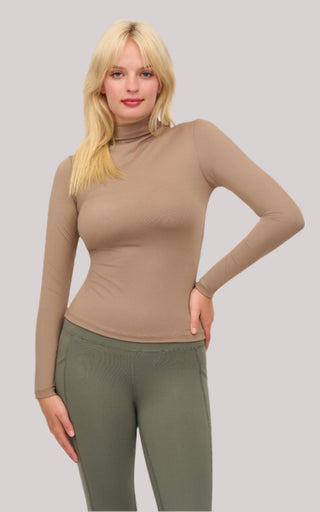 2 Pack Meet and Greet Length Mock Neck Long Sleeve Crop Tops
