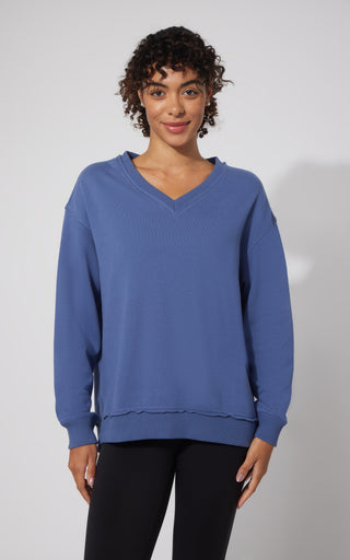 Loop Terry V-Neck Oversized Pullover