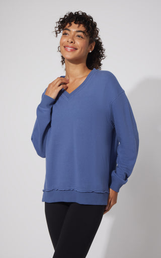 Loop Terry V-Neck Oversized Pullover
