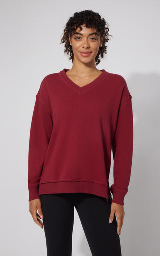 Loop Terry V-Neck Oversized Pullover