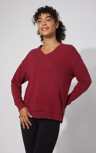 Loop Terry V-Neck Oversized Pullover