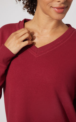 Loop Terry V-Neck Oversized Pullover