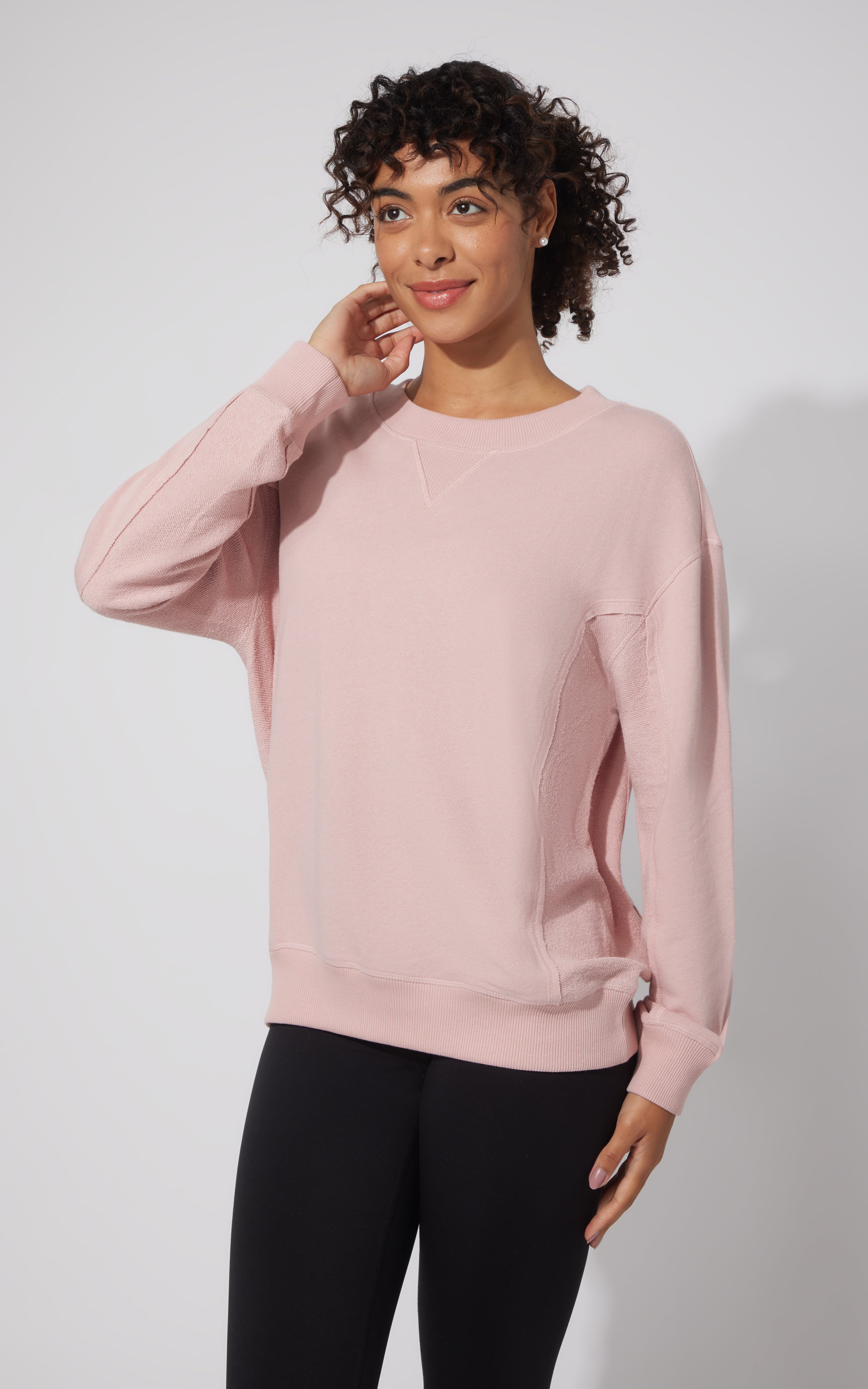 Loop Terry Santorini Crew Neck Oversized Pullover - Our Petal Tone Story