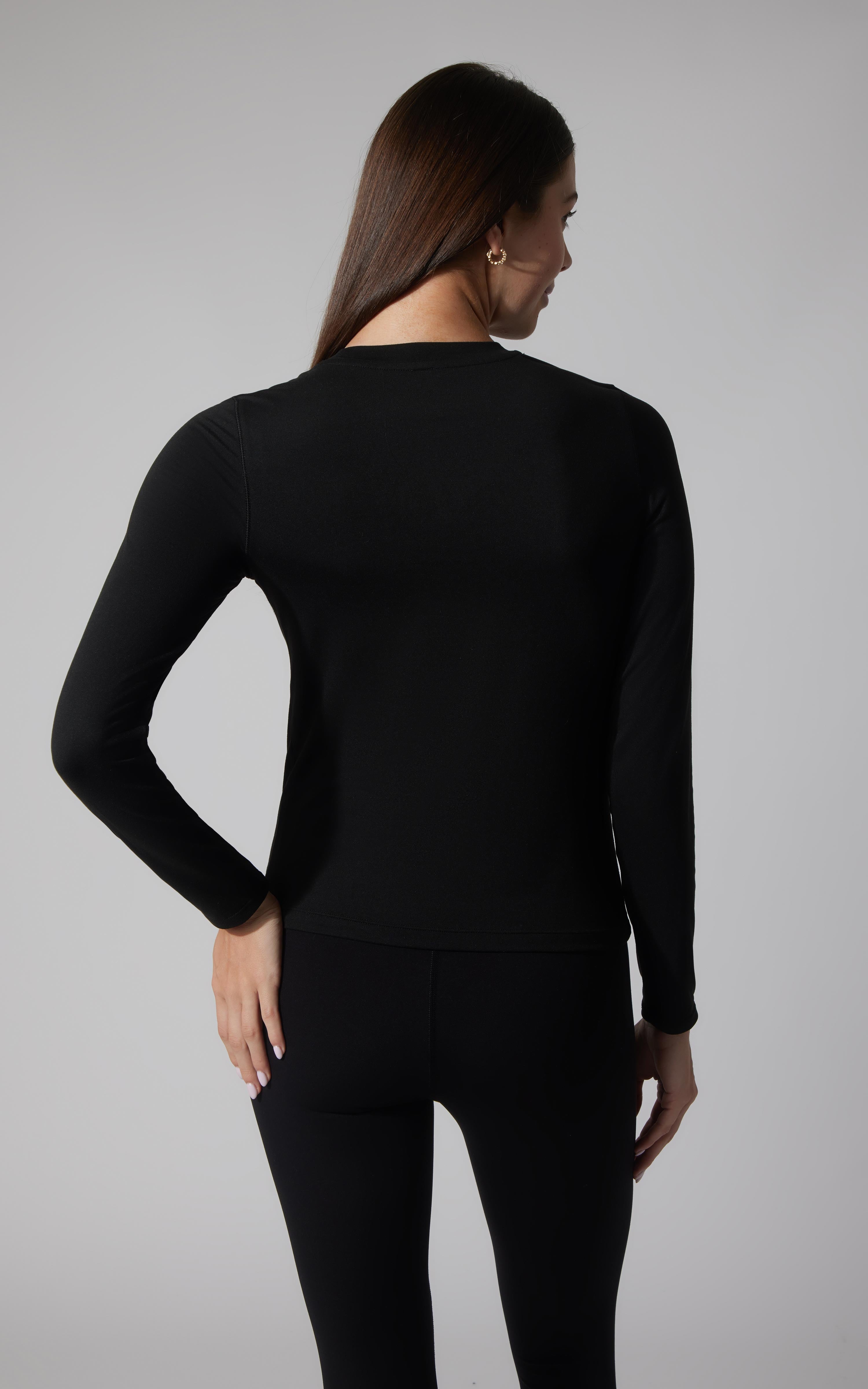 2 PK Cationic Jersey Crew Neck Long Sleeve Top with Side Ruching and Everyday Crew Neck Long Sleeve Top