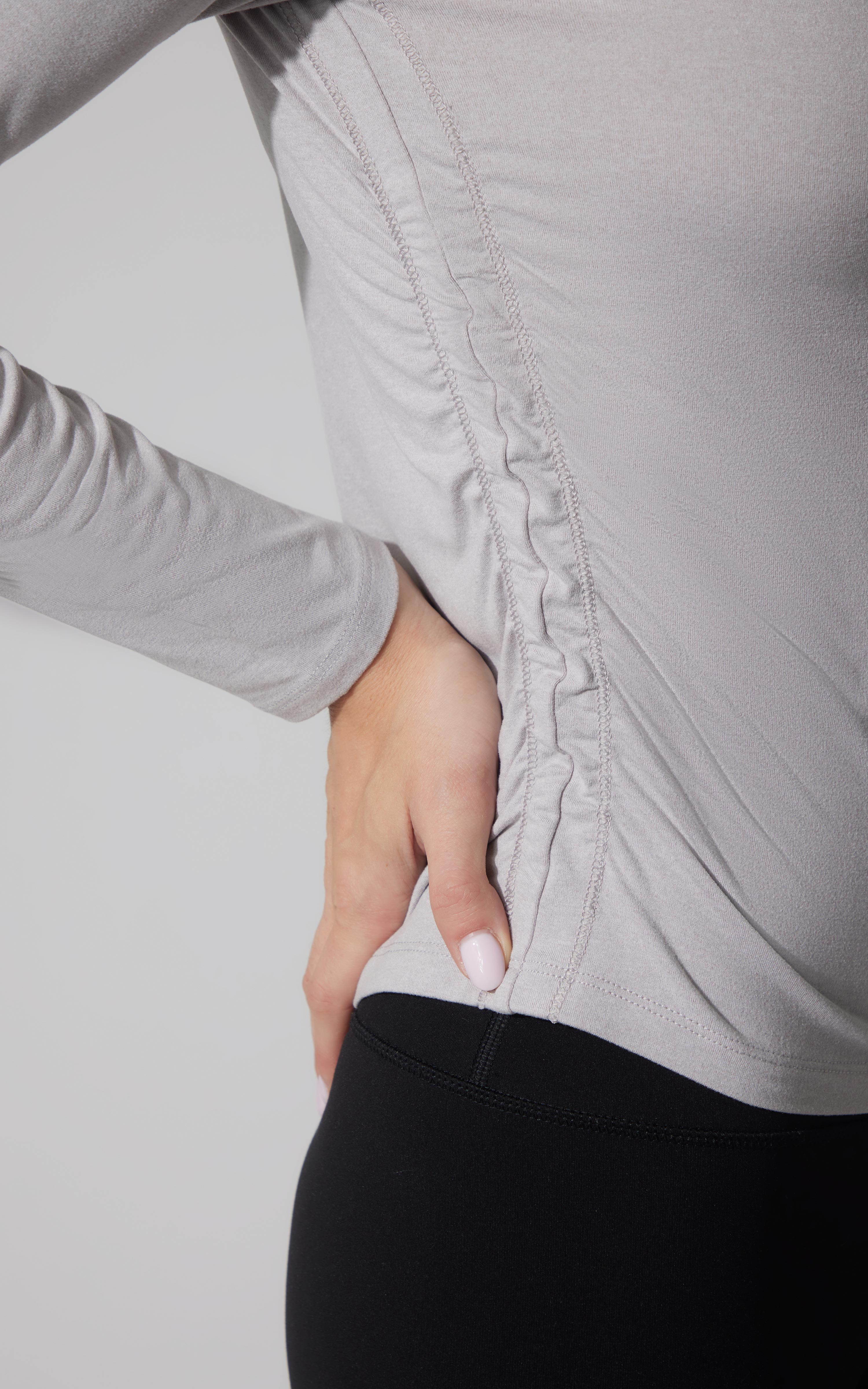 2 PK Cationic Jersey Crew Neck Long Sleeve Top with Side Ruching and Everyday Crew Neck Long Sleeve Top