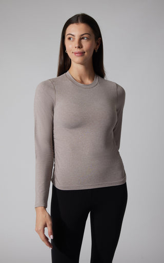 2 PK Cationic Jersey Crew Neck Long Sleeve Top with Side Ruching and Everyday Crew Neck Long Sleeve Top