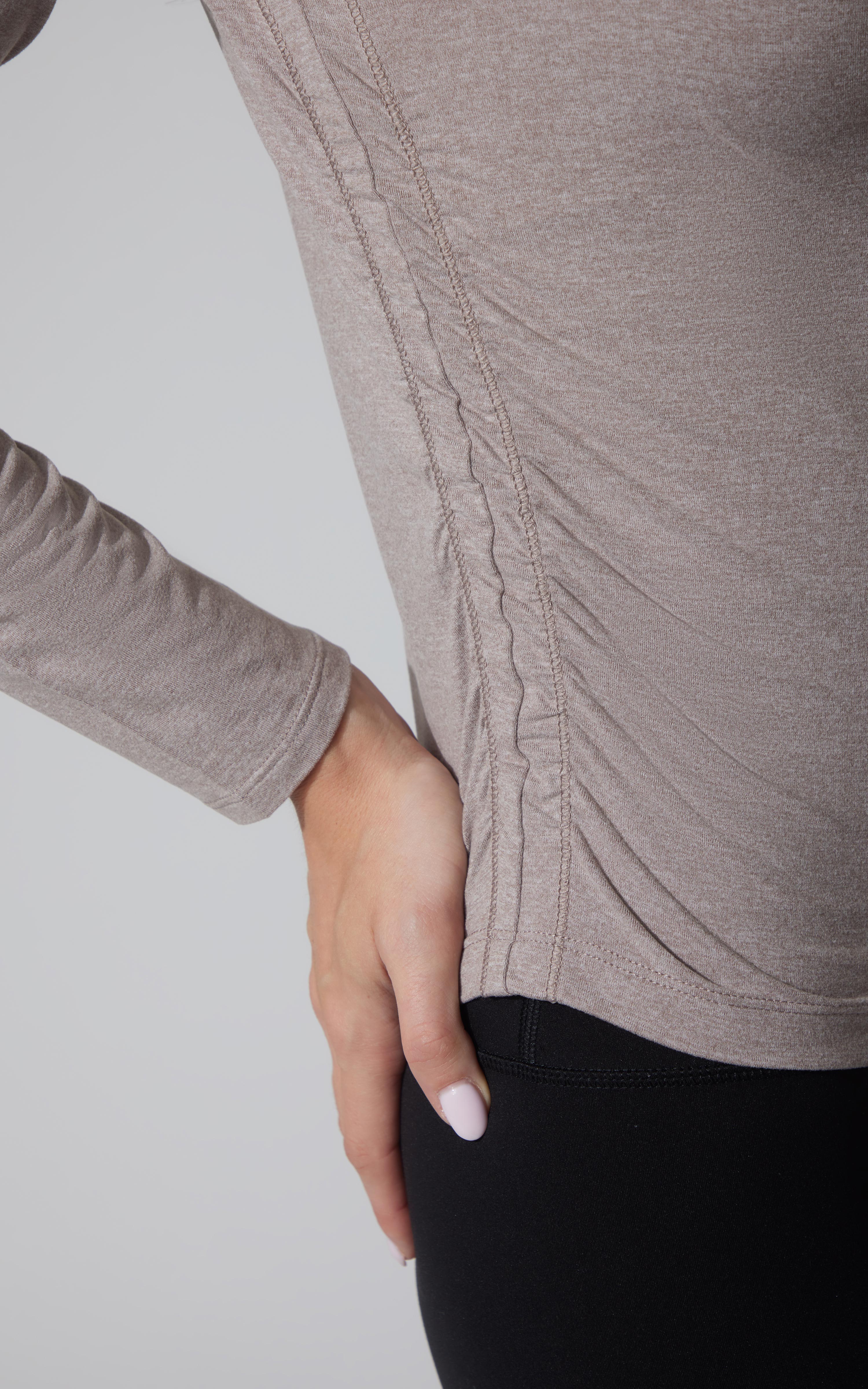 2 PK Cationic Jersey Crew Neck Long Sleeve Top with Side Ruching and Everyday Crew Neck Long Sleeve Top