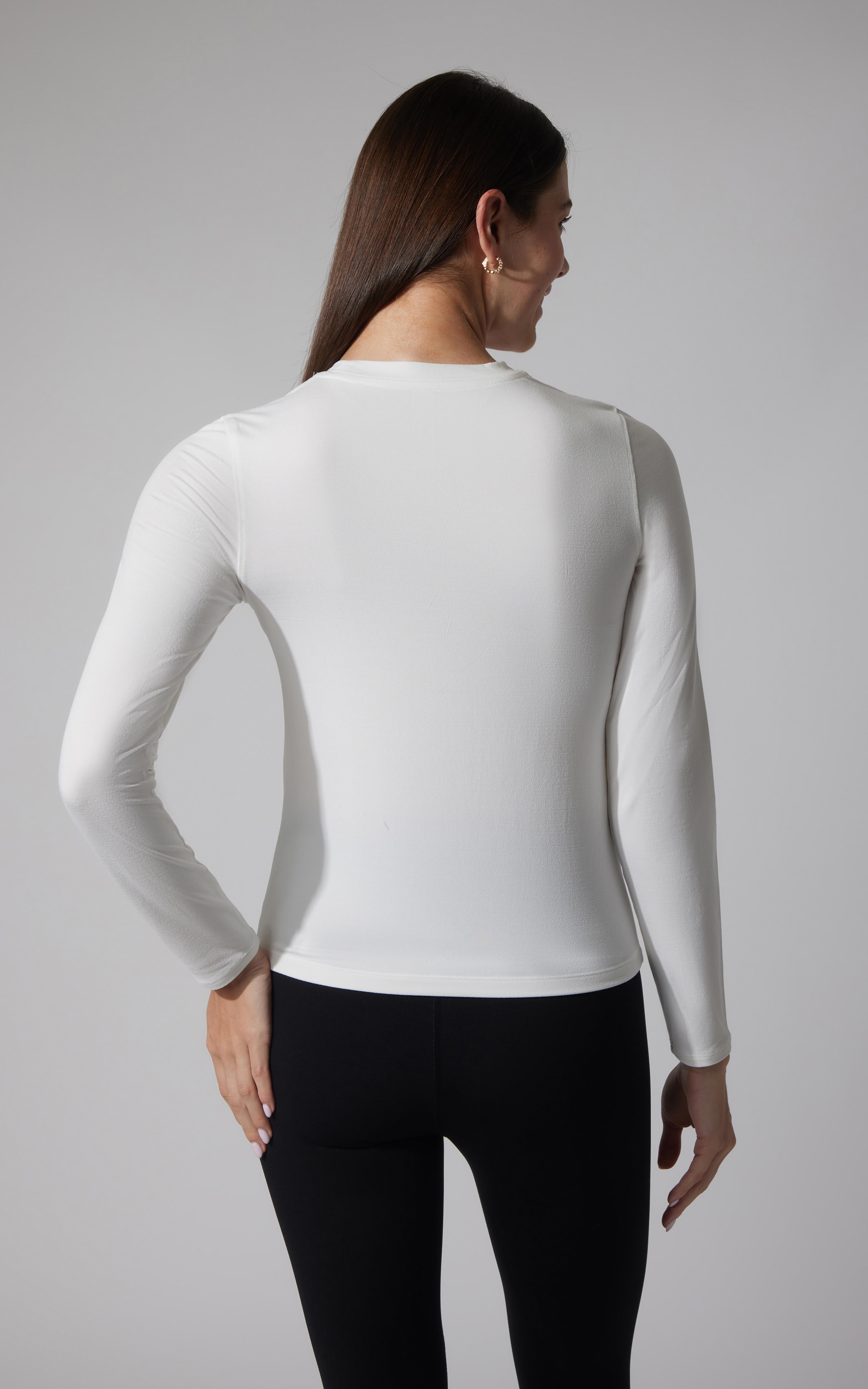 2 PK Cationic Jersey Crew Neck Long Sleeve Top with Side Ruching and Everyday Crew Neck Long Sleeve Top