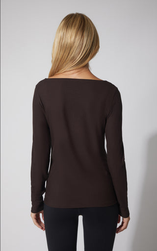 2 PK Heavenly Ribbed Boat Neck Long Sleeve Top