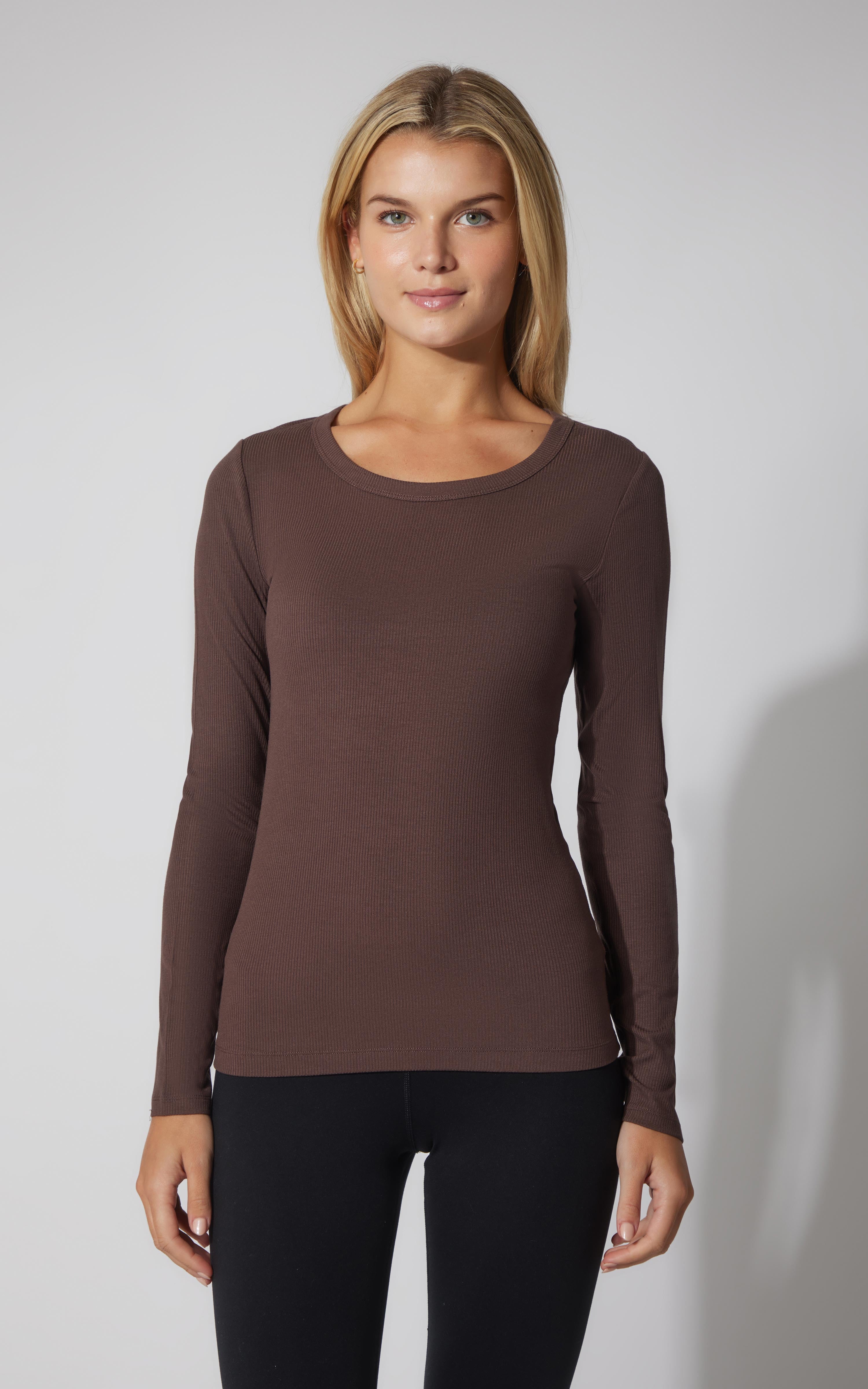 2 PK Heavenly Ribbed Scoop Neck Long Sleeve Top - Our Cafe Story