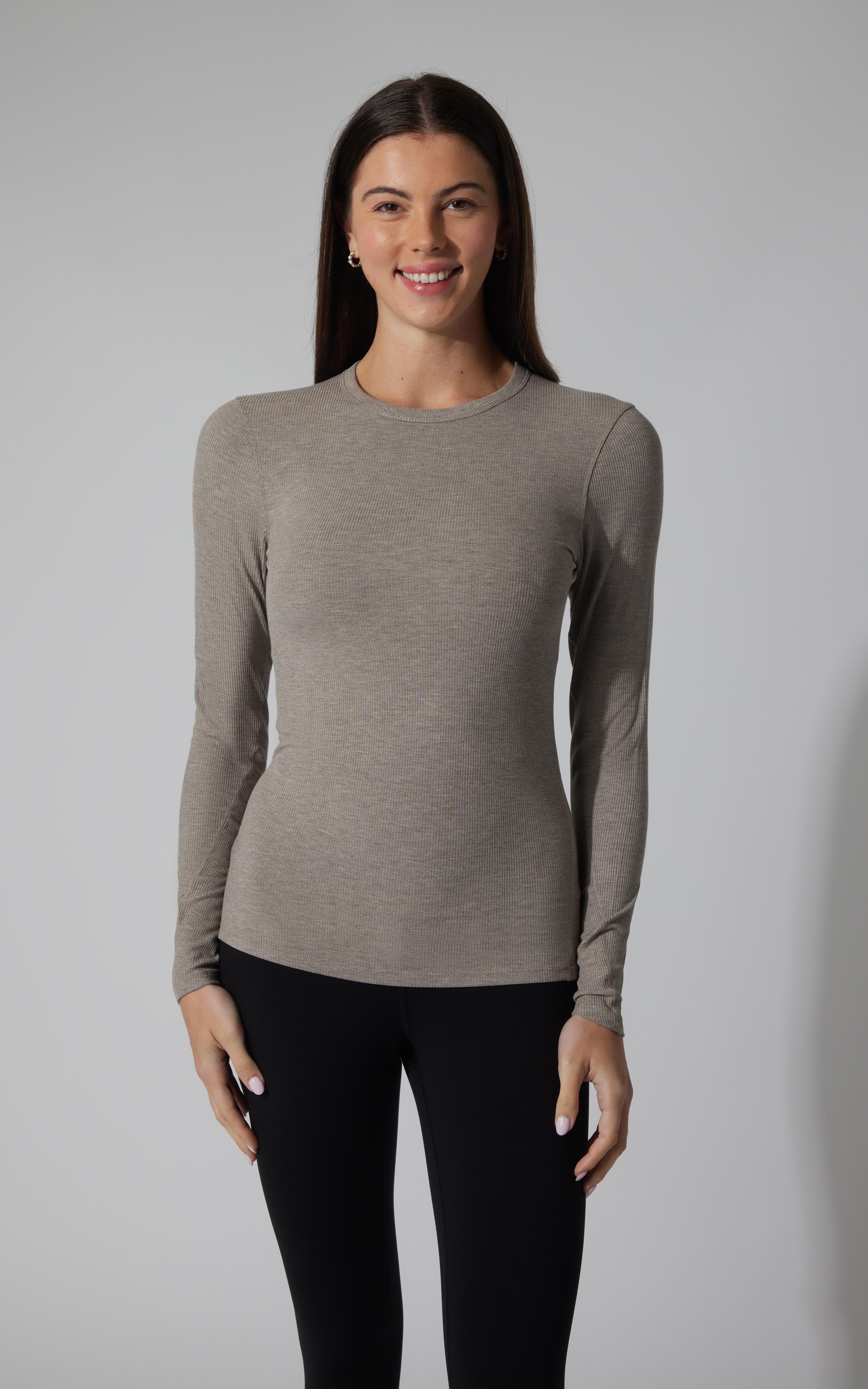 2 PK Ribbed Crew Neck Long Sleeve Top