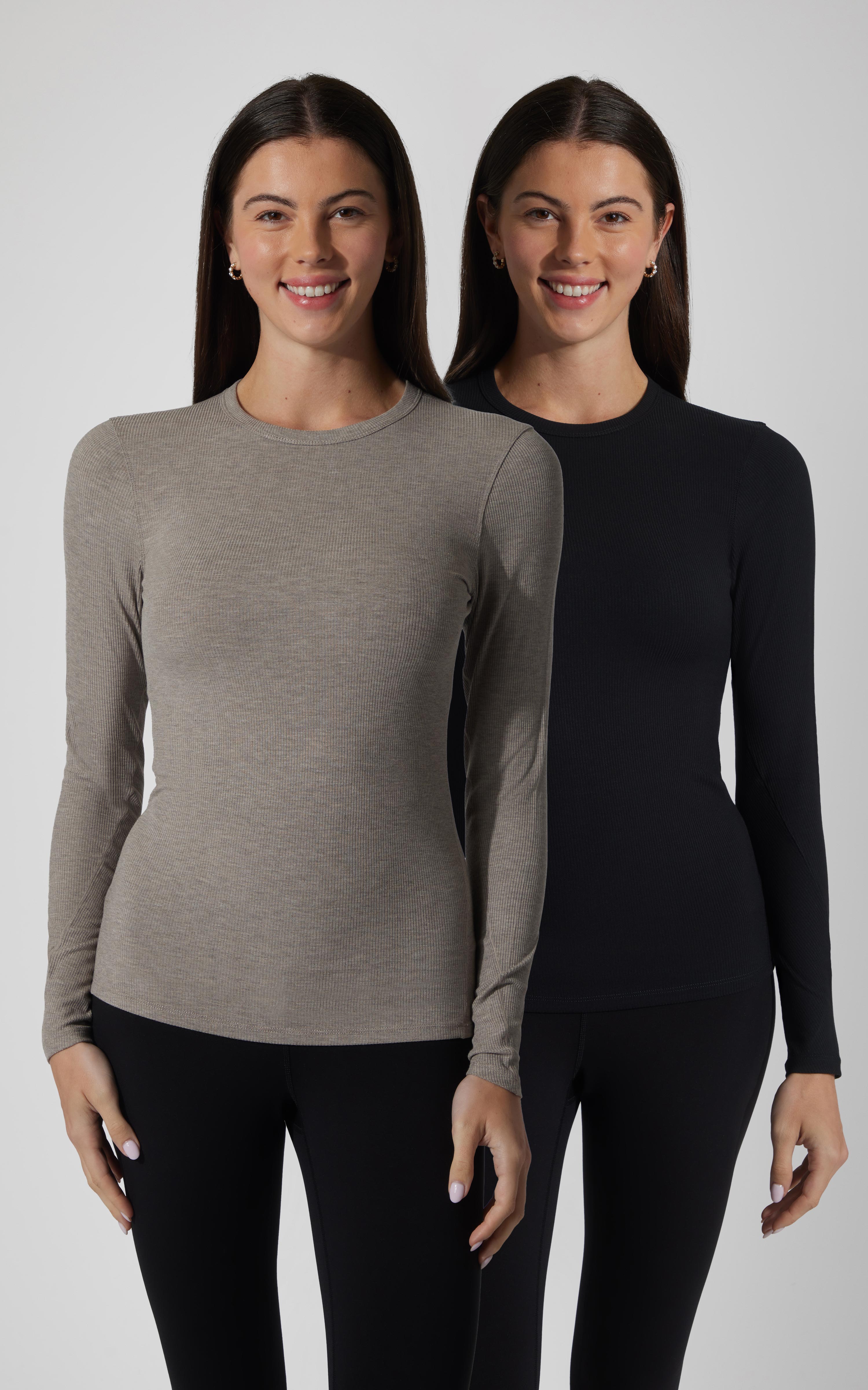 2 PK Ribbed Crew Neck Long Sleeve Top