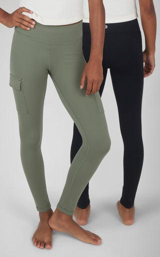 Girls 2 PK Polarlux Everyday Cargo Pocket Legging + Everyday Basic Legging