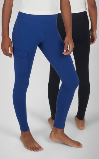 Girls 2 PK Polarlux Everyday Cargo Pocket Legging + Everyday Basic Legging
