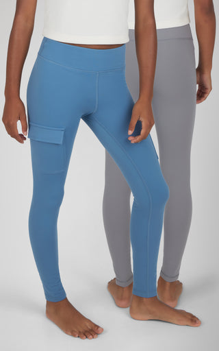 Girls 2 PK Polarlux Everyday Cargo Pocket Legging + Everyday Basic Legging