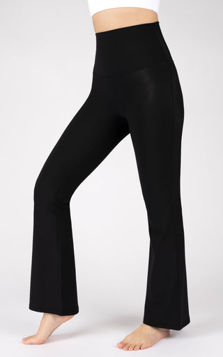 Ribbed Interlink Charlotte Everyday Super High Waist Elastic Free 7/8 Flared Leg Pant