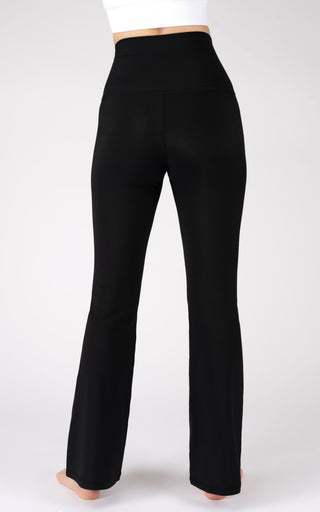 Ribbed Interlink Charlotte Everyday Super High Waist Elastic Free 7/8 Flared Leg Pant