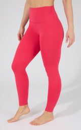 High-waisted cherry bomb Power Flex leggings with a smooth, stretchy fit on a model.