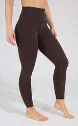 Women's high-rise chocolate mousse Power Flex leggings with a smooth, stretchy fit.