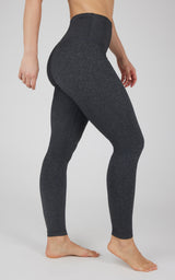 Heather charcoal high-waist Power Flex leggings with a smooth, fitted silhouette.