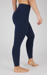Dark navy high-waisted seamless leggings with a smooth, stretchy fit.