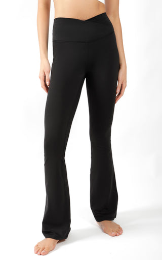 Lux Madison Crossover Elastic Free Waist Flare Leg Pant - Our Cafe Story