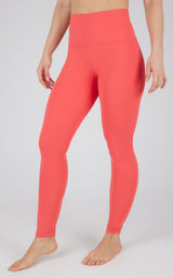 Coral high-rise full length leggings with smooth, stretchy fabric and seamless design.