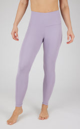 Full-length lavender gray high-waisted leggings with smooth, seamless design.