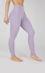 Full-length lavender gray high-waisted seamless leggings with a smooth matte finish.