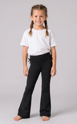 Girls 2 PK Jerseytek Azurae Ruched Waist Flare Pants - Black/Black - 1