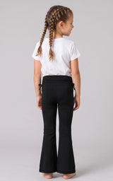 Girls 2 PK Jerseytek Azurae Ruched Waist Flare Pants - Black/Black - 2