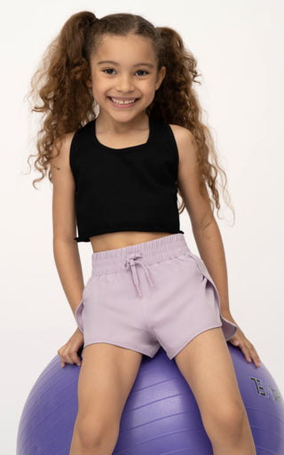 Girls Woven Side Slit Running Short with Built-In Panty