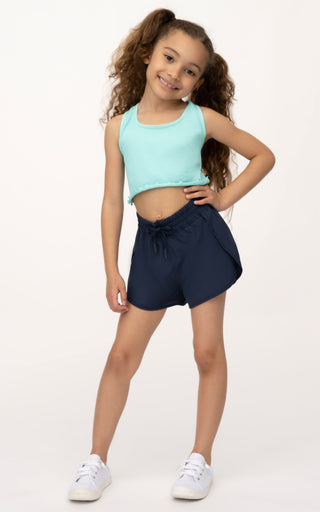 Girls Woven Side Slit Running Short with Built-In Panty