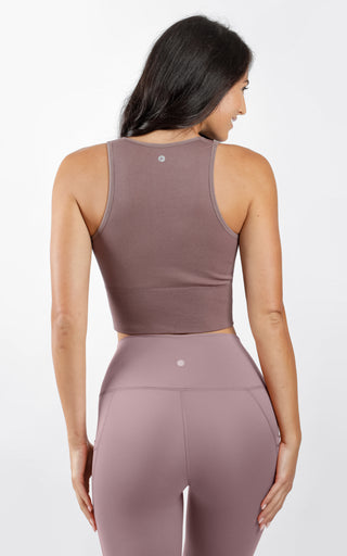 Seamless V-Neck Crop Ribbed Tank Top