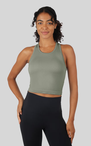 Ribbed Tank with Padded Bra