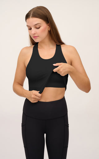 Seamless Racerback Crop Tank With Shelf Bra